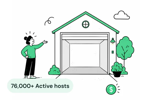 A host pointing at their garage, ready to list it