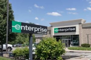 Enterprise Rent-A-Car outlet with visible signage and vehicles, part of the company’s nationwide rental network